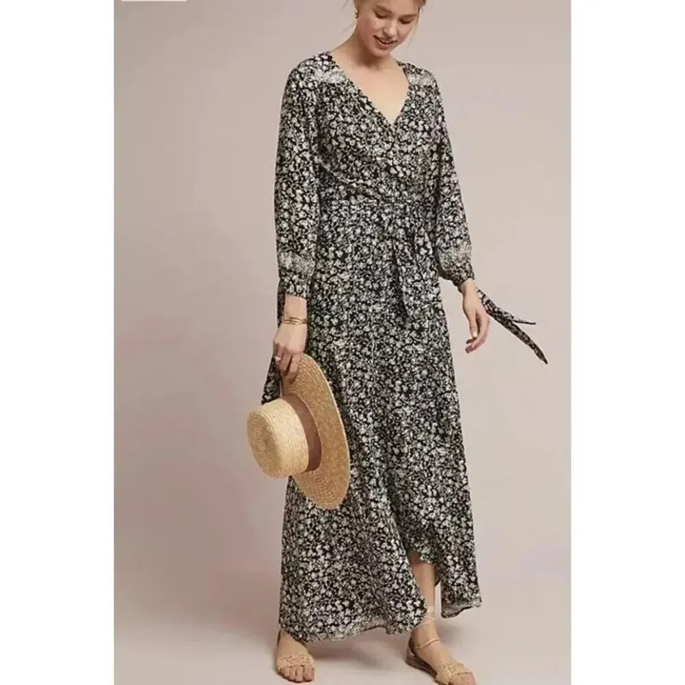 Anthropologie NAT NATALIE MARTIN Danika Wrapped Dress Size Small Long Sleeve